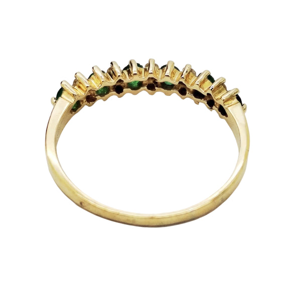 Bague en Or Jaune 18K avec Diamants et Émeraude - Taille 57