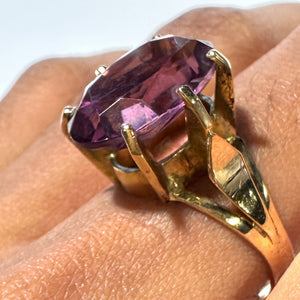 Bague en Or Jaune 18 Carats avec Améthyste - Taille 56