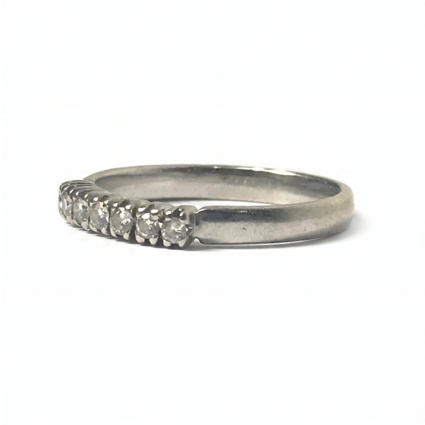 Bague Demi Tour Or Blanc 18 K avec 7 Diamants - Taille 56
