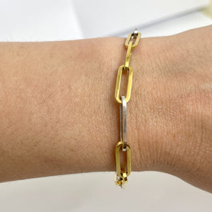 Bracelet Maillon Cheval en Or Jaune et Blanc 18k