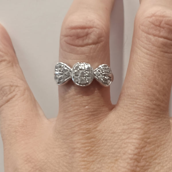 Bague Tank en Or Gris 18k avec Zirconium - Taille  50