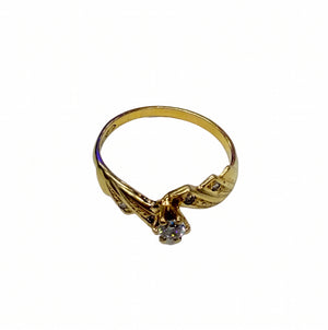 Bague Solitaire en Or Jaune 18k et Zirconium Taille 54