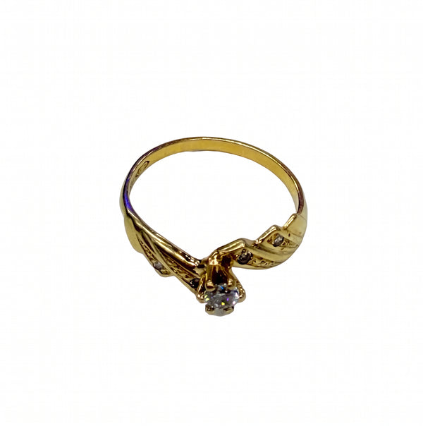 Bague Solitaire en Or Jaune 18k et Zirconium Taille 54