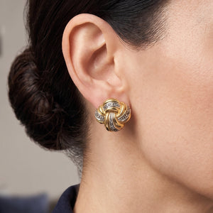 Boucle d'Oreilles en Or Jaune & Blanc avec Diamants 18K