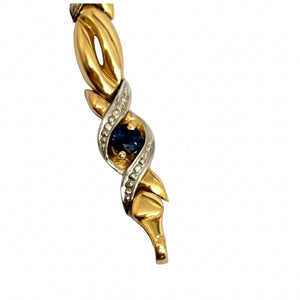 Bracelet Maille Fantaisie avec Saphirs en Or Jaune & Or Gris 18K