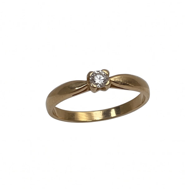 Solitaire en or jaune 18k avec pierre nature Taille : 58