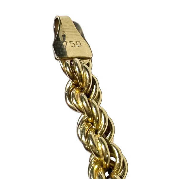 Bracelet chaîne corde en or jaune 18k