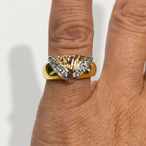 Bague Tank en Or Jaune et Rose 18K avec Zirconium - Taille 51