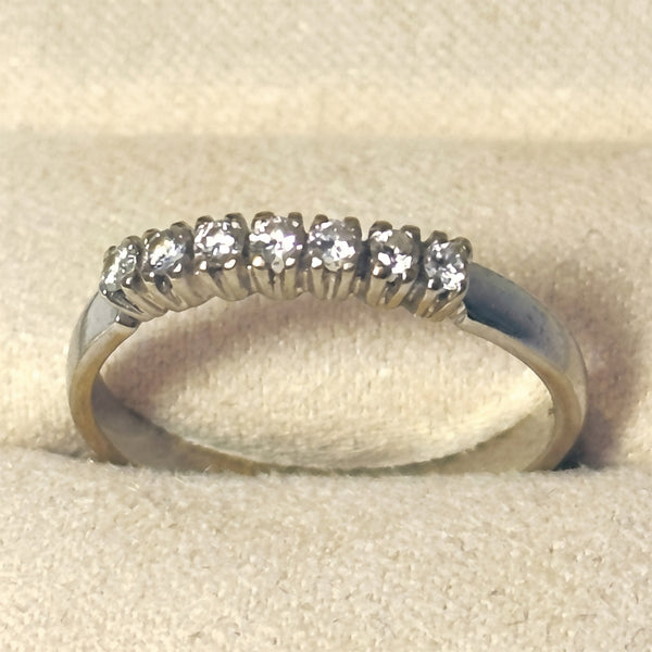 Bague Demi Tour Or Blanc 18 K avec 7 Diamants - Taille 56
