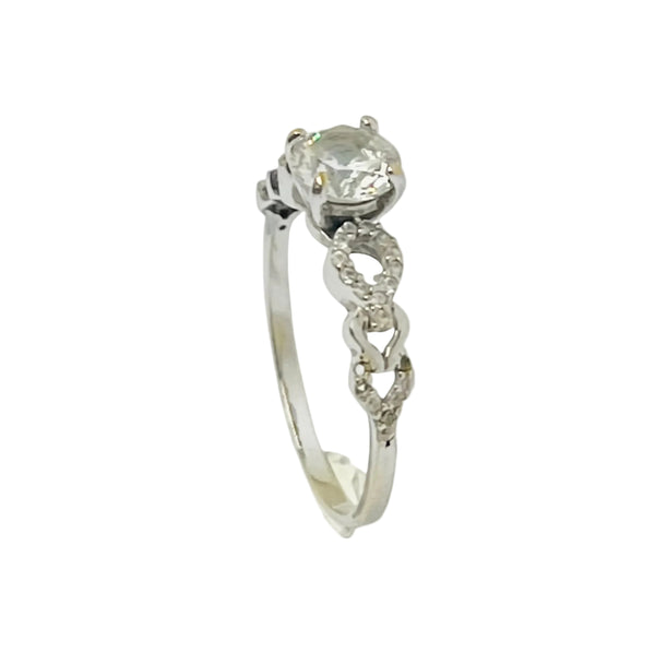 Bague Solitaire en Or Blanc 18k Taille 56