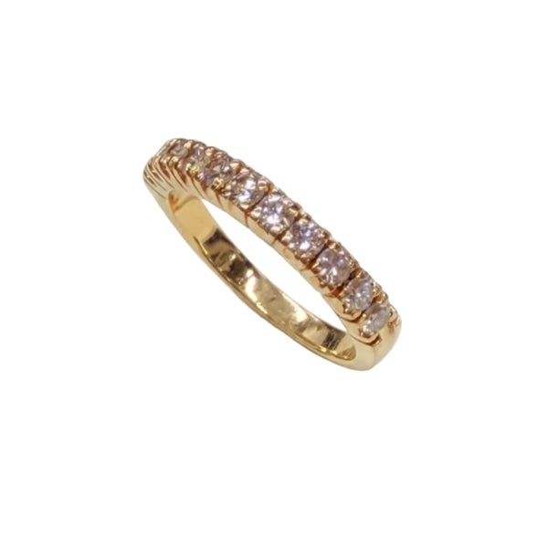 Bague Demi Tour en Or Jaune 18k avec Diamants - Taille 52