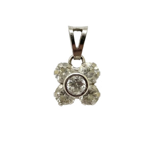 Pendentif Trèfle en Or Blanc avec Zirconium 18K