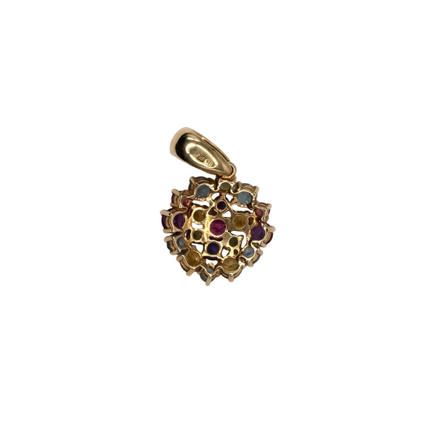 Pendentif en Or Jaune 18k avec Pierres Semi-Précieuses