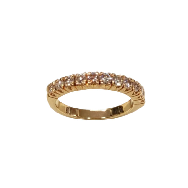 Bague Demi Tour en Or Jaune 18k avec Diamants - Taille 52