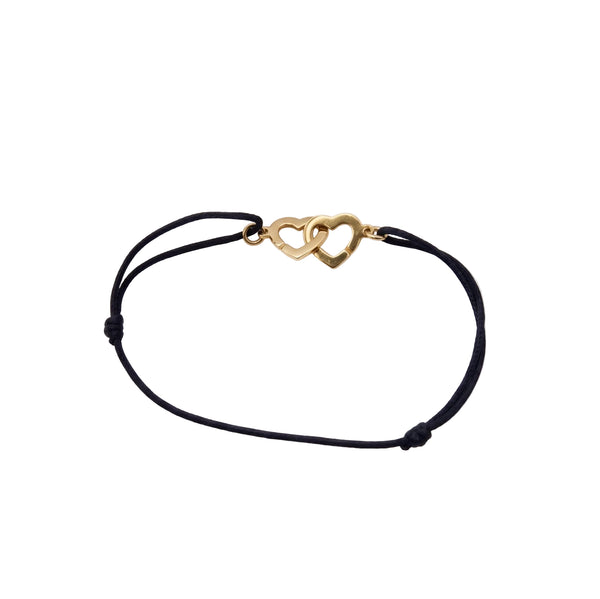 Bracelet Double Cœurs en Or Jaune 18k