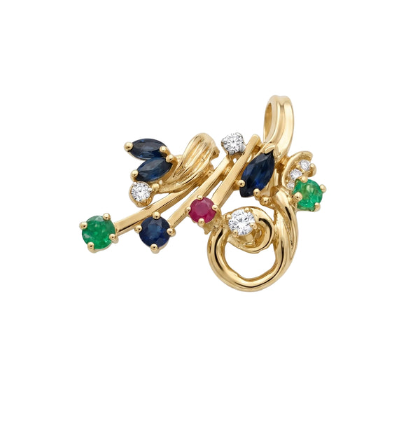 Pendentif en or Jaune et pierres précieuses