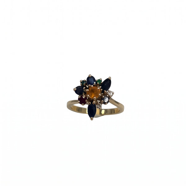 Bague Empierrée en Or Jaune avec Pierres Naturelles 18K Taille : 57