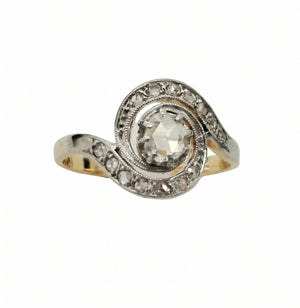 Bague en Or Jaune & Or Blanc avec Diamants 18K Taille : 55