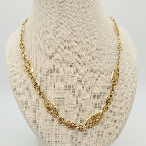 Collier Matinée Filigrane en Or Jaune 18K
