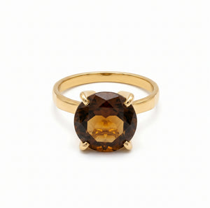 Bague Solitaire Or Jaune 18K avec Grenat - Taille 50
