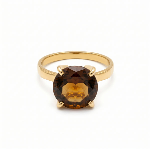 Bague Solitaire Or Jaune 18K avec Grenat - Taille 50