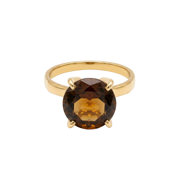 Bague Solitaire Or Jaune 18K avec Grenat - Taille 50