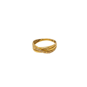 Bague en Or Jaune 18 Carats avec Éclats de Diamants - Taille 58