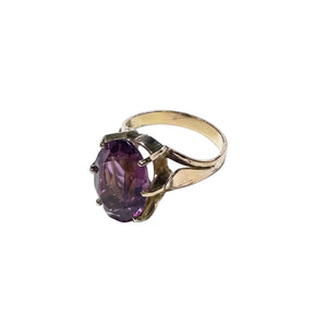 Bague en Or Jaune 18 Carats avec Améthyste - Taille 56