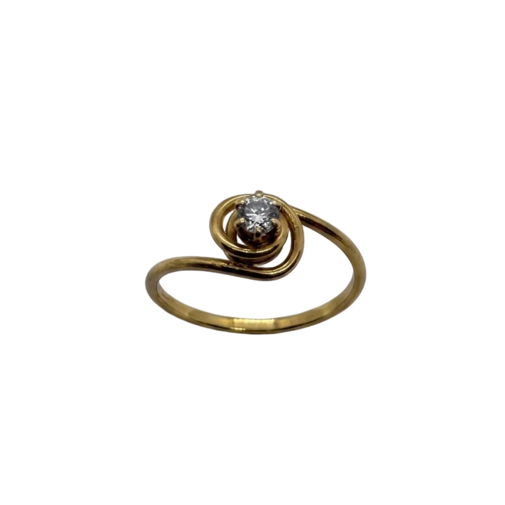 Solitaire en Or Jaune avec Cristal de Quartz 18K