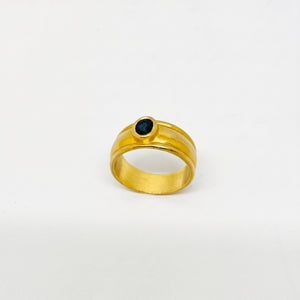 Bague Jonc Or Jaune 18K avec Saphir - Taille 52