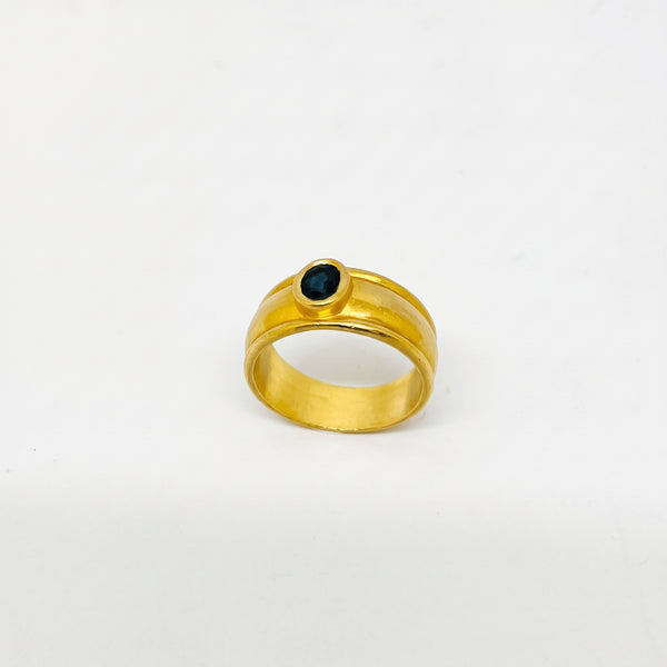 Bague Jonc Or Jaune 18K avec Saphir - Taille 52