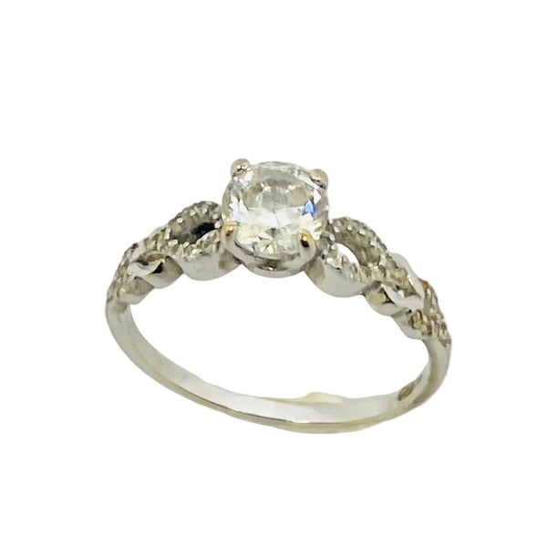 Bague Solitaire en Or Blanc 18k Taille 56
