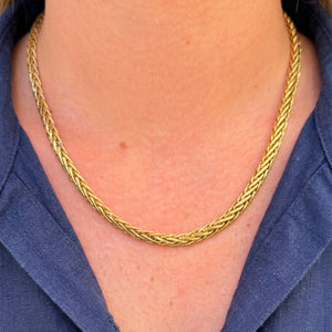 Collier Ras du Cou avec Maille Palmier en Or Jaune 18K