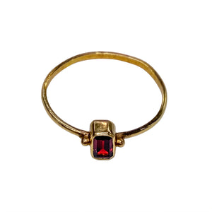 Bague en Or Jaune 18k avec Grenat Rouge - Taille 55