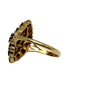 Bague Marquise en Or Jaune avec Grenat 18K Taille 54