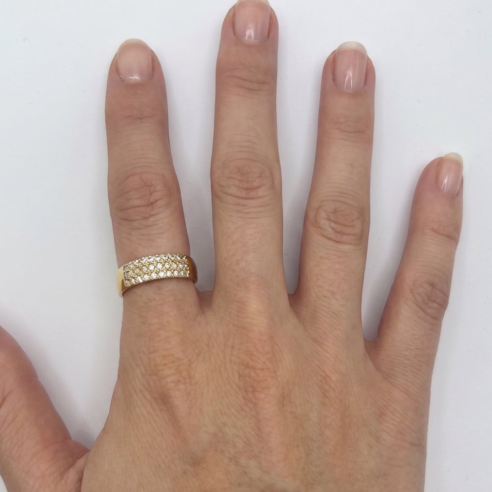 Bagues avec 27 Diamants en Or Jaune 18K - Taille 57