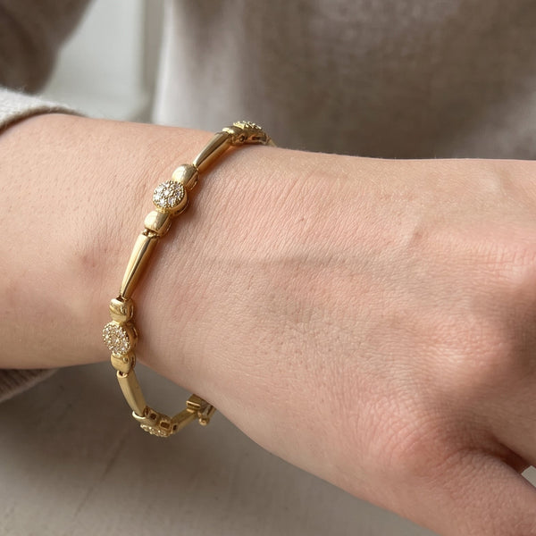 Bracelet Maillon Fantaisie avec Oxyde de Zirconium en Or Jaune 18K