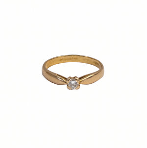 Solitaire en or jaune 18k avec pierre nature Taille : 58