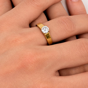 Bague Solitaire Or Jaune 18K Diamant - Taille 54