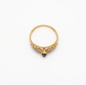 Bagues en or jaune saphir et zirconium Taille : 55