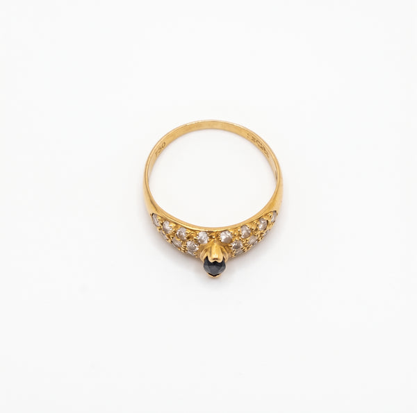 Bagues en or jaune saphir et zirconium Taille : 55