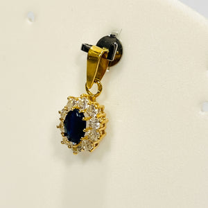 Pendentif Marguerite Or Jaune 18K avec Saphir et Oxyde de Zirconium