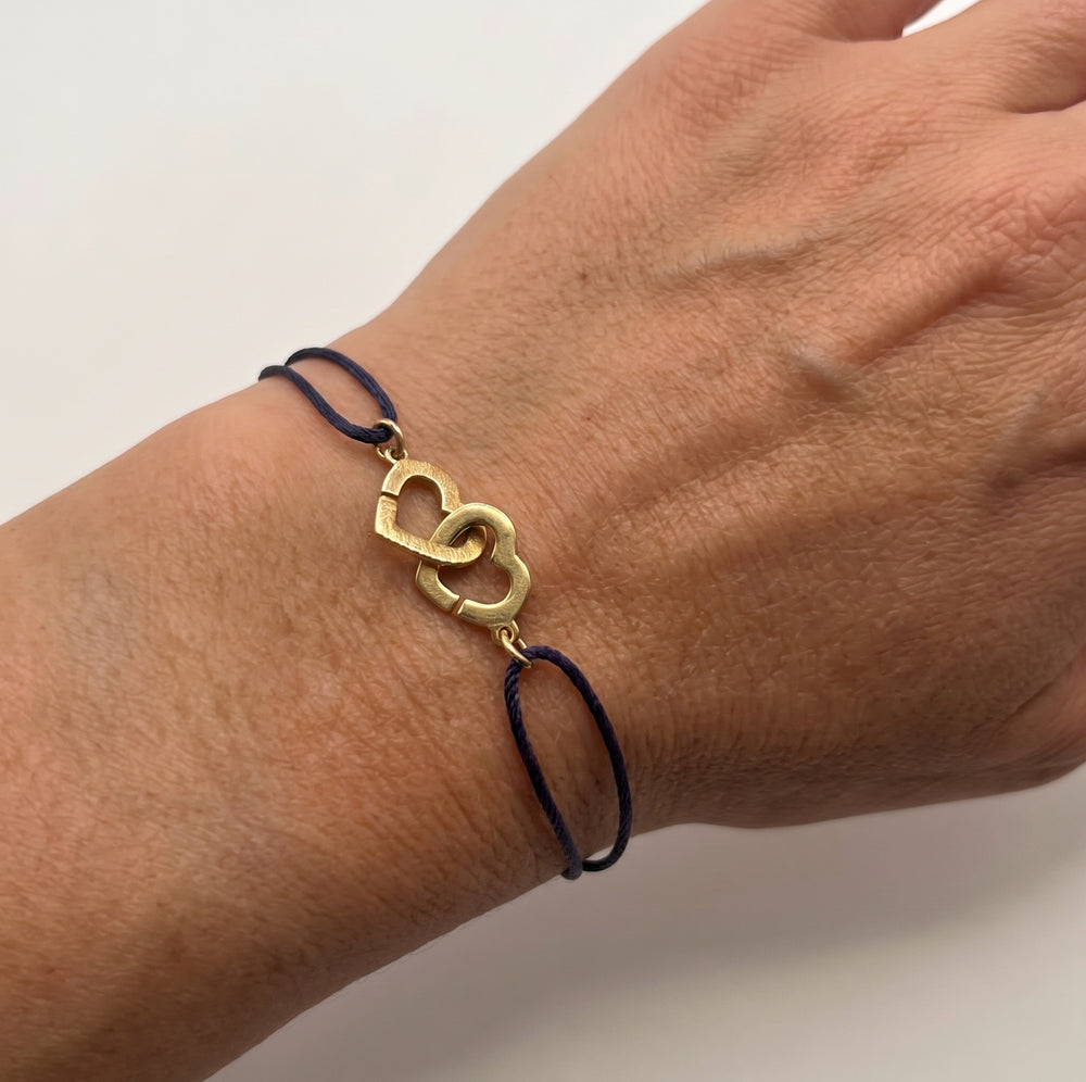Bracelet Double Cœurs en Or Jaune 18k
