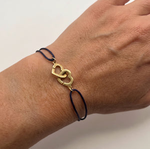 Bracelet Double Cœurs en Or Jaune 18k