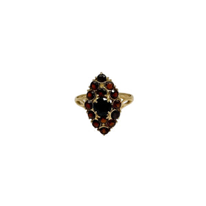 Bague Marquise en Or Jaune avec Grenat 18K Taille 54