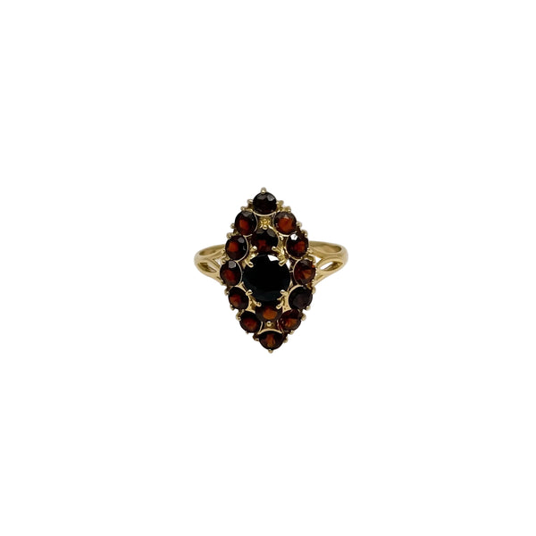 Bague Marquise en Or Jaune avec Grenat 18K Taille 54