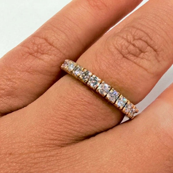 Bague Demi Tour en Or Jaune 18k avec Diamants - Taille 52