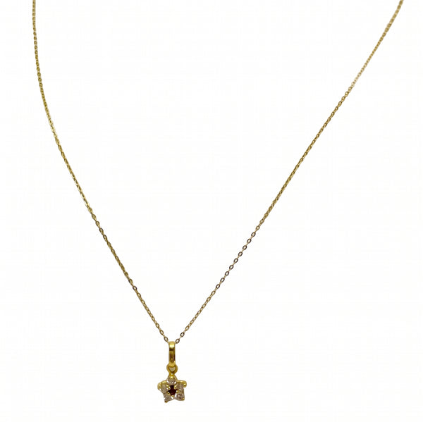 Collier Princesse Or Jaune 22 Carats avec Rubis et Zirconium