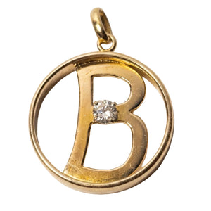 Pendentif Lettre B en Or Jaune 18K avec Diamant 0.2 Carats