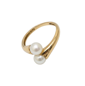 Bague en or jaune avec perles 18k Taille : 50